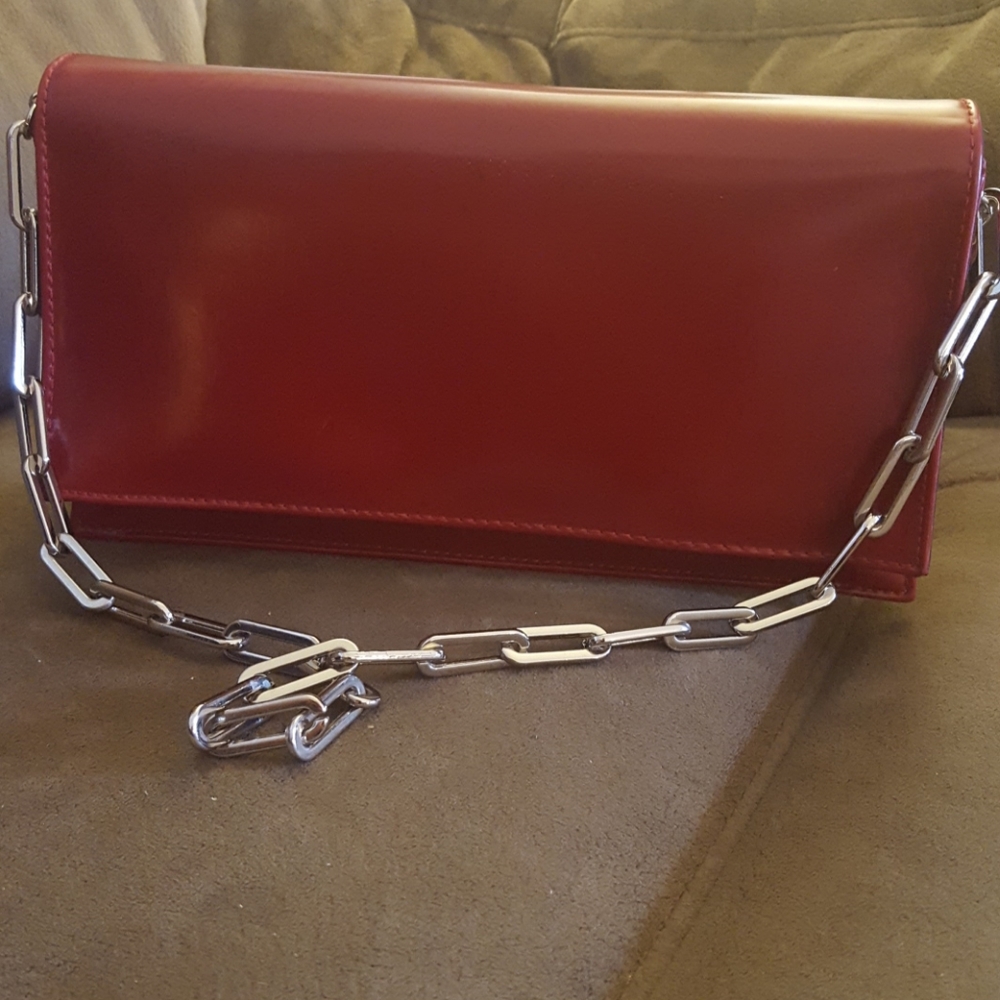 ***bundle 2 for $10 or 3 fir $14***IN.C Red vegan leather with silver chain